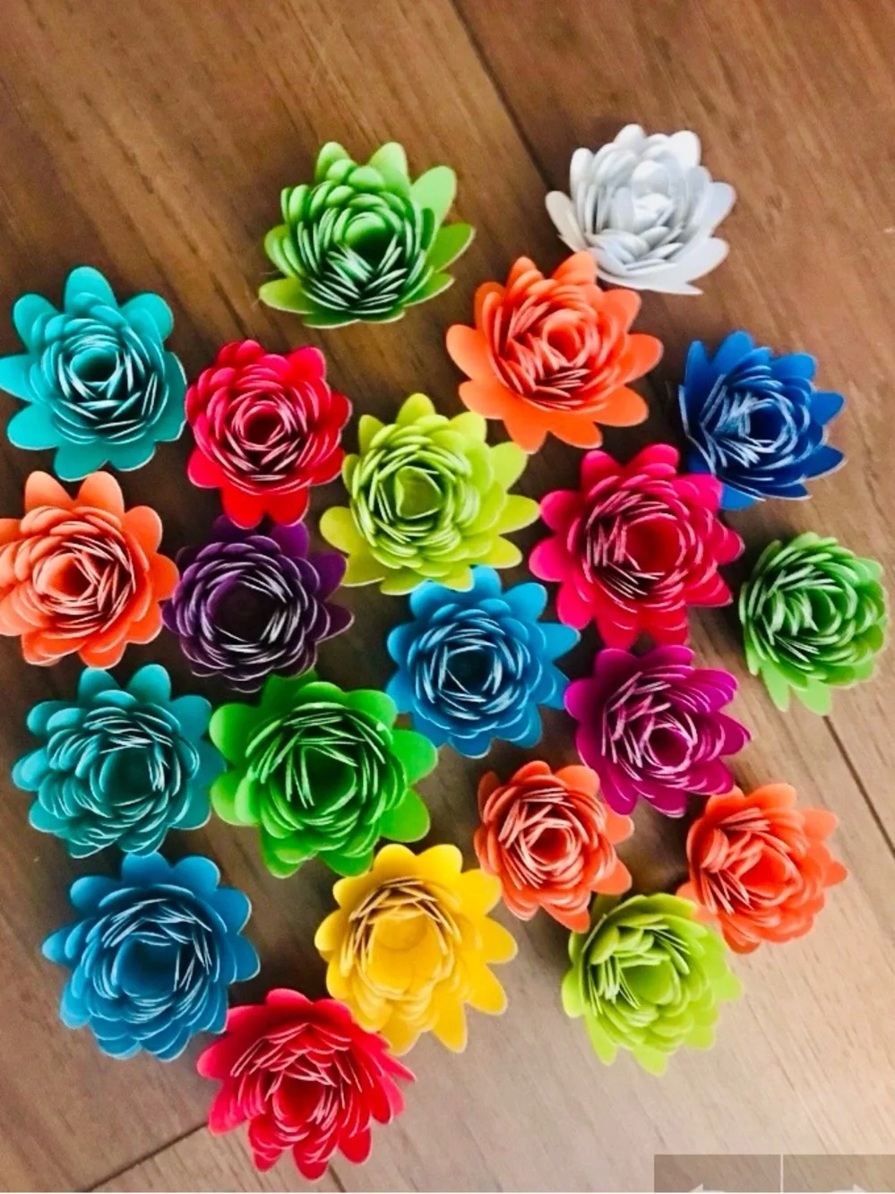 Multicolor Paper Floral Accents - Handmade from Cardstock - Part Decor - 10 ct.